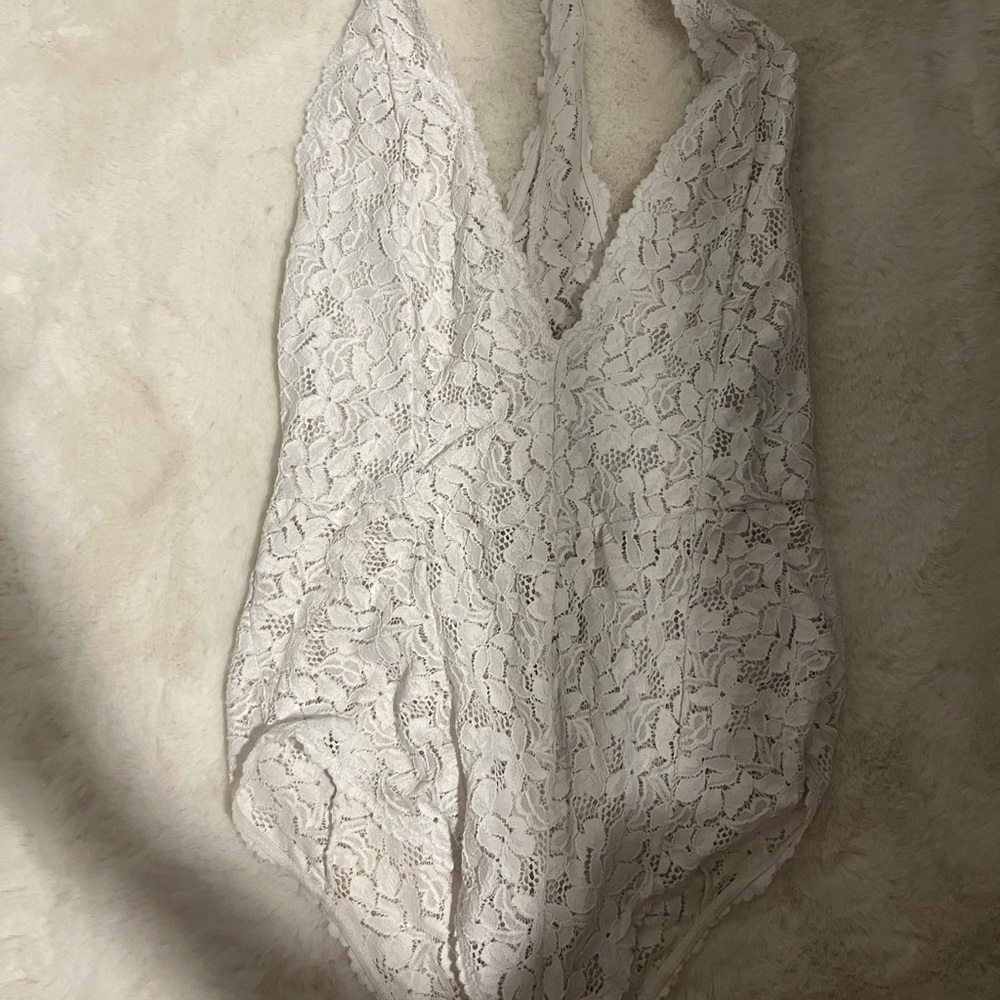 Free People White Lace Bodysuit